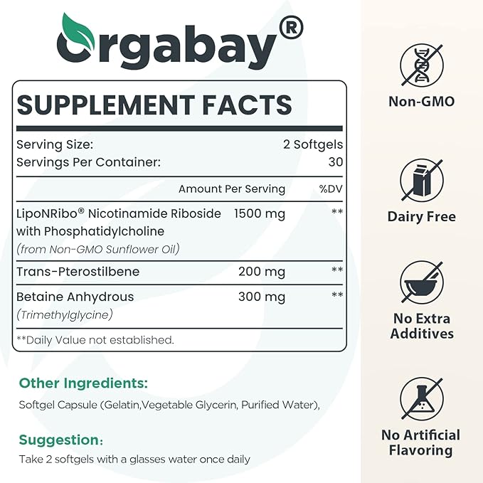 Liposomal Nicotinamide Riboside 2000 MG with TMG and Pterostilbene, Boosting NAD+, Support Healthy Aging, 120 Count