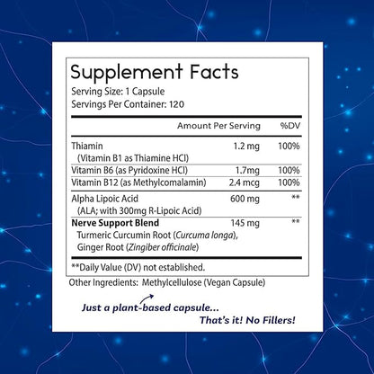 Thomas' all-natural Remedies Alpha Lipoic Acid 600mg, 120 Capsules with B-Vitamins, Vegan, No fillers