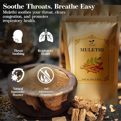 Shrida Foods Mulethi (Licorice Root Powder) 14 oz (397g) | Pure, Organic, Non-GMO | Natural Herb for Digestive Support, Immunity Boost, Throat Relief & Wellness | Ayurvedic Goodness