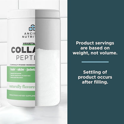 Ancient Nutrition Vegetarian Collagen Peptides, Collagen Peptides Powder, Collagen Powder with Natural Flavor, Prebiotics and Probiotics, Supports Healthy Skin, Hair, Joints, Digestion, 28 Servings