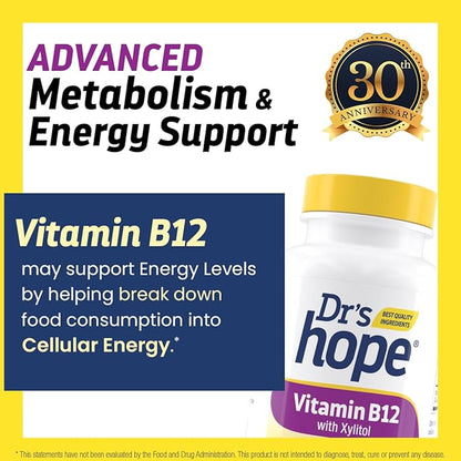 Vitamin B12 1000 Mcg, B12 Vitamins 1000 Mcg Help to Increase Metabolism, Energy Production and Nervous System Support, 120 Chewable Tablets - 1 Tablet Per Serving, Non-GMO & Gluten Free