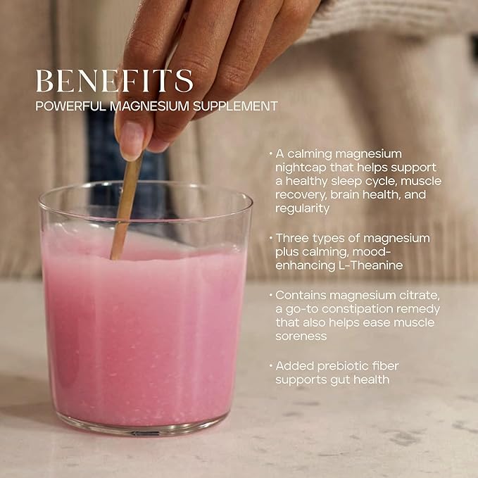 Calming Restore Magnesium Supplement with L Theanine and Magnesium Complex, Gluten Free Powder Drink Mix, Sleep, Calm, Relaxation and Muscle Recovery Support, Tart Pomegranate, 30 Servings