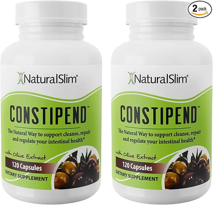 NaturalSlim Magnesium Oxide - Constipend for Constipation Relief, Colon Cleanser & Stool Softeners for Women & Men with Magnesium Citrate, Aspartate, & Olive Extract - 120 Vegetable Capsules 2 Pack