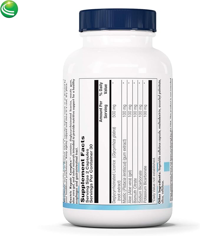 Nutra Biogenesis Gastric Support Complex - DGL Licorice Supplement, Deglycyrrhizinated Licorice Root Extract for Maximum Absorption, Digestion Support with Mastic Gum, Aloe & Bismuth - 60 Capsules