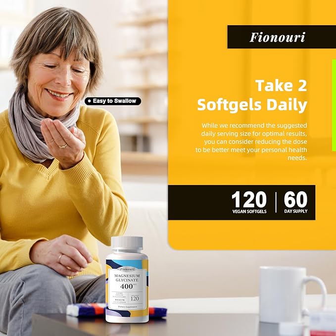 Magnesium Supplement Softgels, Easy Absorption Magnesium Glycinate 400mg with D3 & K2, High Bioavailability Magnesium for Sleep & Calm Support, Nervous, Muscle & Bone Health