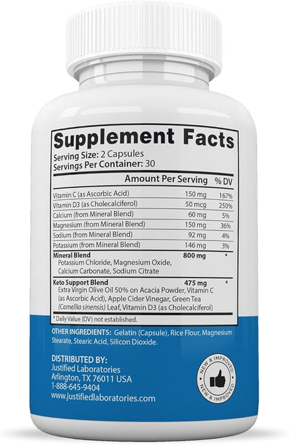 (2 Pack) Lean Time Keto Pills 1275MG New & Improved Formula Contains Apple Cider Vinegar Extra Virgin Olive Oil Powder Green Tea Leaf 120 Capsules