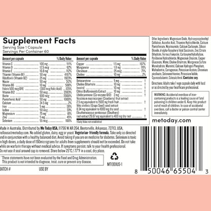 Women's Daily Multivitamin and Mineral Supplement, 30 Capsules, 2 Months Supply, with 27 Vitamins, Including D, C, A, B, Biotin and Zinc, Vegetarian