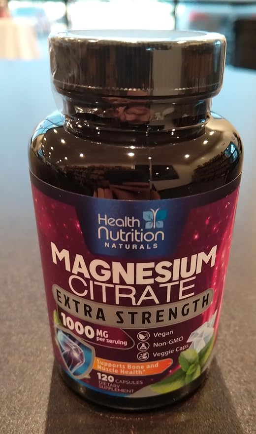 Magnesium Citrate Capsules 1000mg - Max Absorption Magnesium Powder for Muscle, Nerve, Bone and Heart Health Support, High Absorption Citrate Complex, Gluten Free, Non-GMO - 120 Capsules