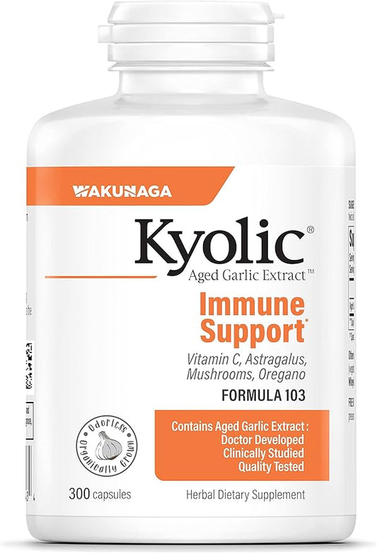 Kyolic Aged Garlic Extract Formula 103 Immune Support, 300 Capsules (Packaging May Vary)