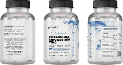 Magnesium Potassium Supplements w/Zinc - 90 Capsules (Pack of 2 Bottles)