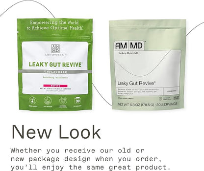 Amy Myers MD Leaky Gut Revive Powder for Leaky Gut Repair -L Glutamine, Slippery Elm -Supports Constipation, Diarrhea, Bloating, Heartburn, SIBO -Licorice & Marshmallow Root - Unflavoured-6.30 Oz