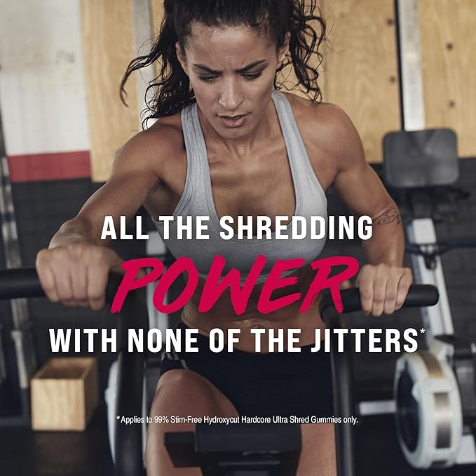 Hydroxycut Hardcore Ultra Shred Gummies, Sweet Heat - 99% Stimulant Free - Includes Capsaicin & B Vitamins - for Women & Men