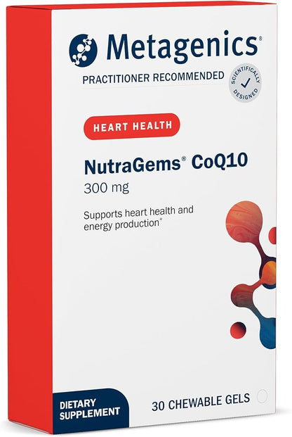 Metagenics NutraGems CoQ10 300 mg - Antioxidant Supplement - for Energy Production Support* - Coenzyme Q10 - Lycopene for Color - Non-GMO & Gluten-Free - 30 Chewable Gels