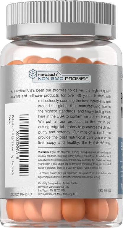 Horbäach Potassium Magnesium Supplement Gummies | Peach Strawberry Flavor | 70 Count | Vegan, Non-GMO, and Gluten Free Formula