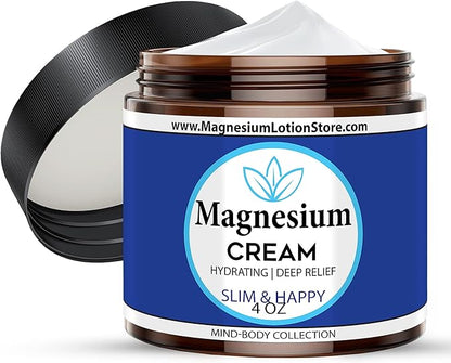 Magnesium Cream with Slim and Happy Scent – Hydrating & Cheerful Aroma, 4oz USA Made