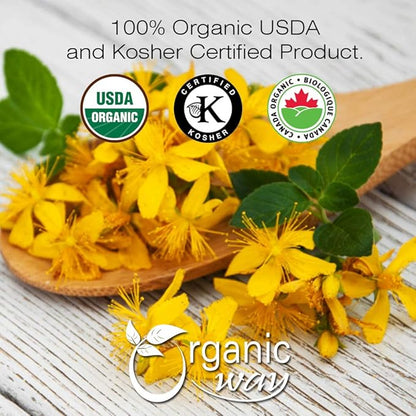 Organic Way St. John's Wort Whole (Hypericum perforatum) - Herbal Tea | European Wild-Harvest | Organic, Kosher & USDA Certified | Vegan, Non GMO & Gluten Free | Origin - Albania (1LBS / 16Oz)