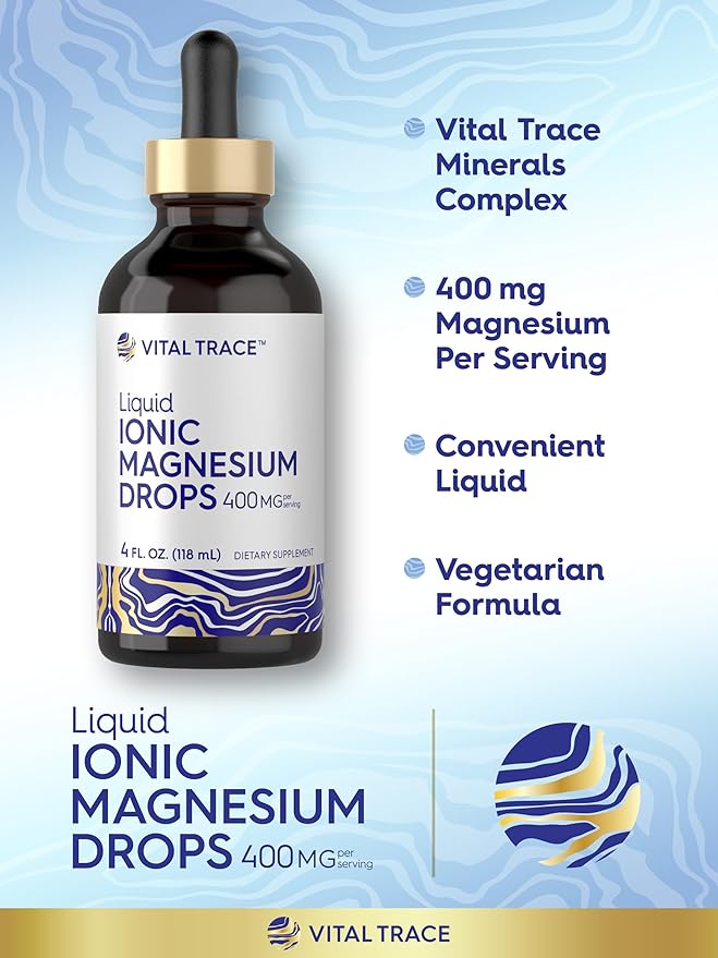 Carlyle Liquid Ionic Magnesium 400 mg | 4 oz | Vegetarian, Non-GMO & Gluten Free Supplement | Vital Trace