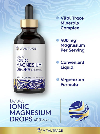 Carlyle Liquid Ionic Magnesium 400 mg | 4 oz | Vegetarian, Non-GMO & Gluten Free Supplement | Vital Trace