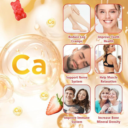 Calcium Citrate Gummies 1200mg, Chewable Calcium Supplements for Women & Men, Sugar Free Calcium Gummies for Bone, Muscle & Immune Support, Strawberry Flavor 120 Count