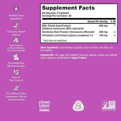 HUM Wing Man - Liver Detox and Liver Support Supplement with Milk Thistle, Dandelion Root Powder & Artichoke Leaf Extract - Helps Flush Liver of Toxins (60-Count)