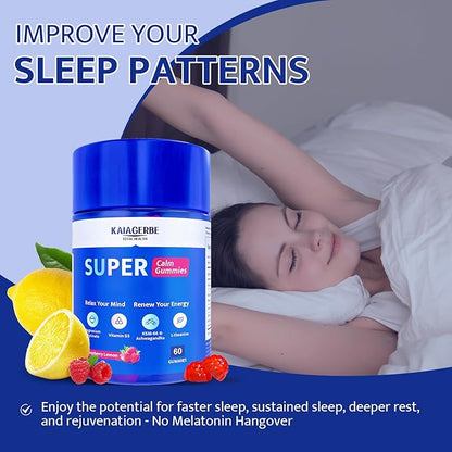 Magnesium Glycinate Gummies for Adults 100mg, Supplement with Magnesium Glycinate, Ashwagandha, L Theanine, Supercalming Gummies for Relax & Sleep, 60 Gummies