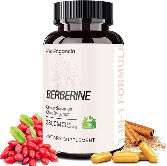 Berberine Supplement 2300MG with HCI & Ceylon Cinnamon, Premium Berberine Capsules for Health Support, Advanced Formula for Men and Women- 120 Capsules