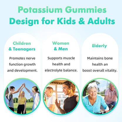 softbear Potassium Citrate Gummies, High Potency Potassium Citrate 1000mg Supports Leg Cramps & Muscle Health Potassium Gummies for Adults & Kids Mixed Fruit Flavor 120 Count