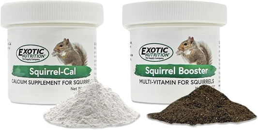 Squirrel-Cal and Squirrel Booster (2 Pack) - Ultra-fine Powdered Calcium Supplement - for Pet Squirrels