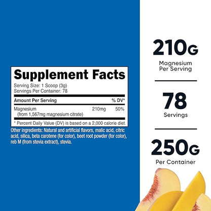 Nutricost Magnesium Citrate Powder (Peach Mango, 250 Gram)