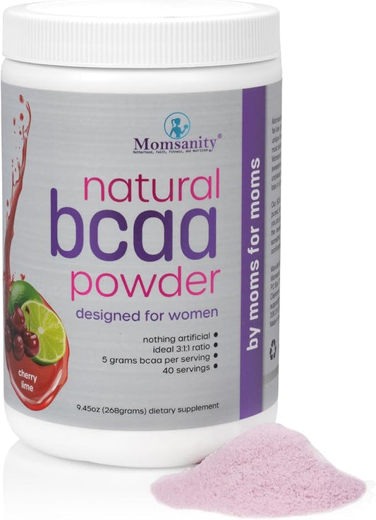 BCAA Powder Preworkout for Women - Naturally Sweetened with Stevia, Erythritol, & Monk Fruit + Delicious Recipe Guide PDF | 3:1:1 Ratio of Amino Acids | 40 Servings (Cherry Lime)