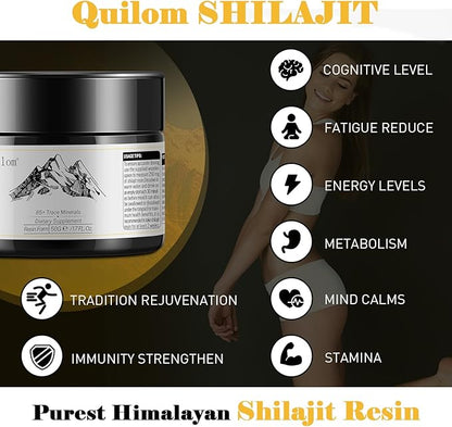 Shilajit Pure Himalayan Organic Shilajit Resin - Shilajit Supplement - Gold Grade 100% Pure Shilajit with Fulvic Acid & 85+ Trace Minerals Complex for Energy & Immune Support - 50 Grams