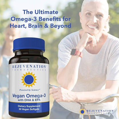 Vegan Omega-3 with DHA & EPA (30 Softgels, No Gelatin)