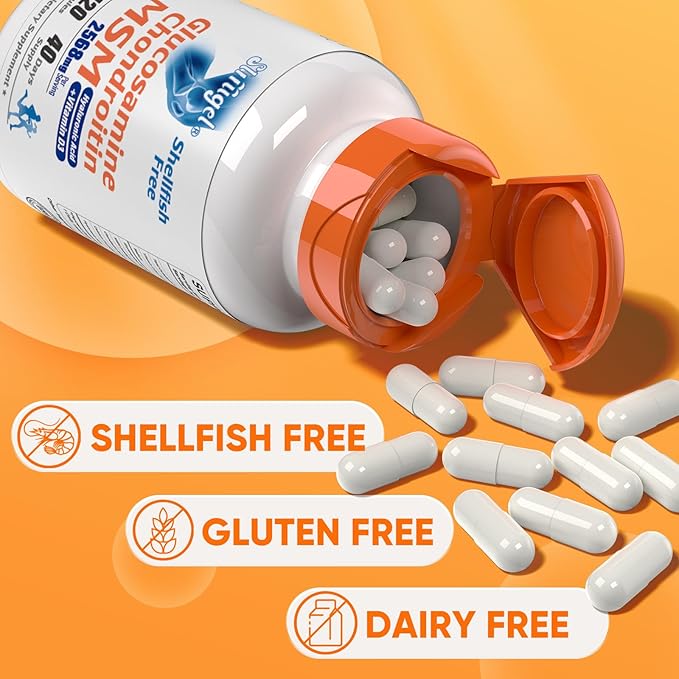 Glucosamine Chondroitin MSM+ Vitamin D3 | 2568mg | Joint Support Supplement, Shellfish Free, Helps with Inflammatory Response Care for Joints, Enhance Flexibility & Bone, Non-GMO,47