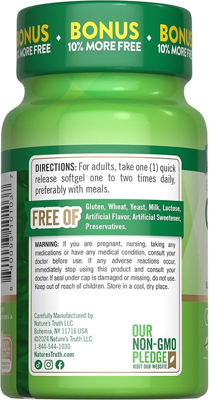 Nature's Truth CoQ10 200 mg Softgels | 50 Count | Enhanced Absorption Supplement | Plus Black Pepper Extract | Non-GMO, Gluten Free