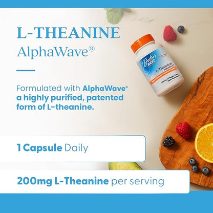 Doctor's Best L-Theanine AlphaWave, Supports Relaxation and Mental Clarity, Non-GMO, Gluten Free, Soy Free, Vegan 60 Veggie Caps