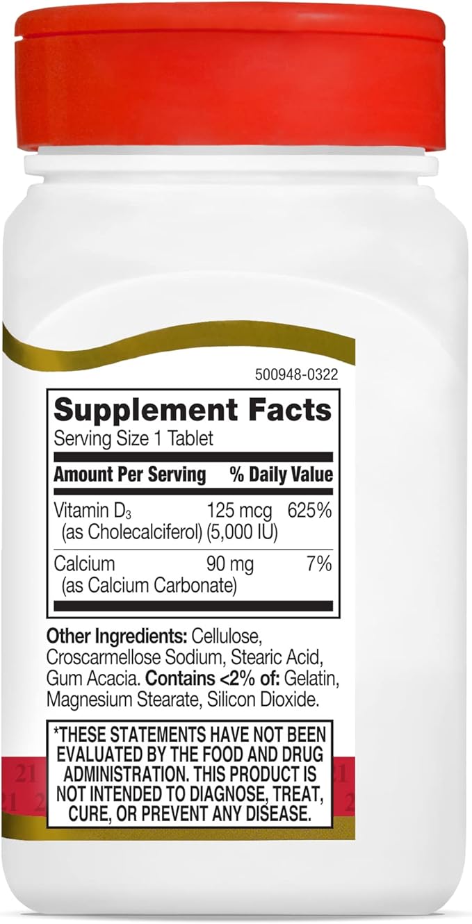 21st Century D 5000 IU Tablets, 110 Count (Pack of 3)