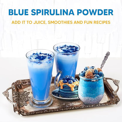 16oz Blue Spirulina Powder Made from Blue-Green Algae Extract - Superfood Plant, Rich Source of Protein, for Immune Support, Energy, Natural Food Coloring for Baking - 1lb Bag