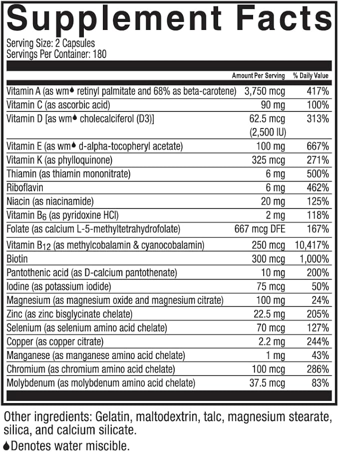 Celebrate Vitamins Multi ADEK, Iron Free – Daily Bariatric Multivitamin, High Level of Vitamins A, D, E, K & B12 for Duodenal Switch Surgery Patients (180 Capsules)