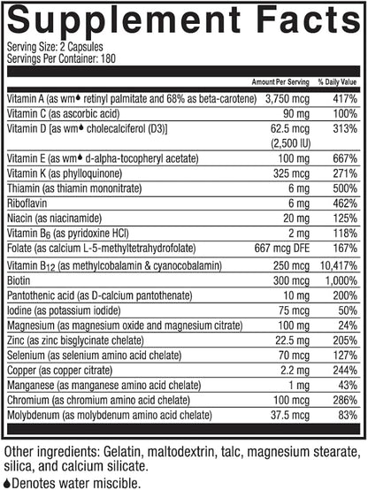 Celebrate Vitamins Multi ADEK, Iron Free – Daily Bariatric Multivitamin, High Level of Vitamins A, D, E, K & B12 for Duodenal Switch Surgery Patients (180 Capsules)
