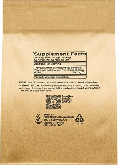 PURE ORIGINAL INGREDIENTS Triphala Extract Powder (8 oz) Pure, Naturally Sourced, No Additives or Fillers