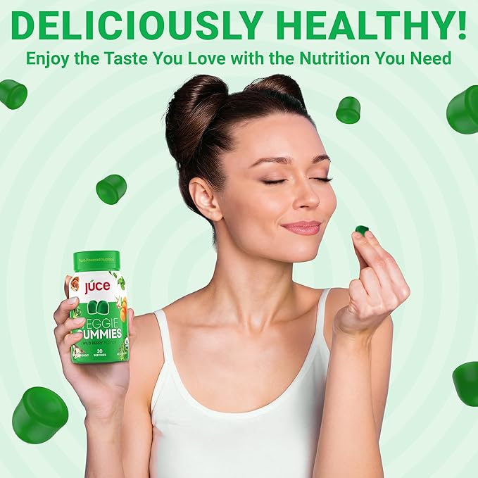 Juce Veggie Whole Superfood Gummies, Wild Berry Flavor - Plant-Based Energy, Vegan, Non-GMO, Soy Free, Nutrient-Packed, By Terra Kai Organics