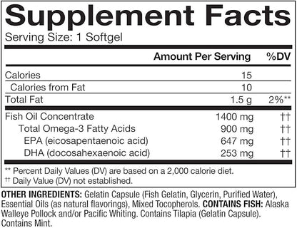 Member's Mark - Omega 3, Fish Oil 1400 mg (900 mg EPA/DHA), Enteric Coated, 150 Softgels