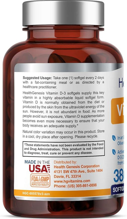 Vitamin D-3 10000 IU 380 Softgels - High-Potency in Extra Virgin Olive Oil Non-GMO Soy-Free Supports Strong Bones Immune Health
