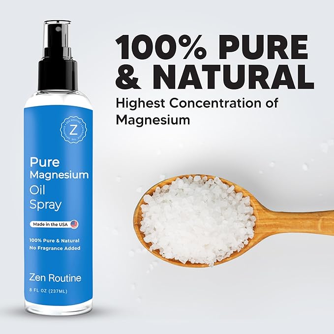 Pure Organic Magnesium Oil Spray | Made in USA 8 fl oz/237ml (2 Pack)
