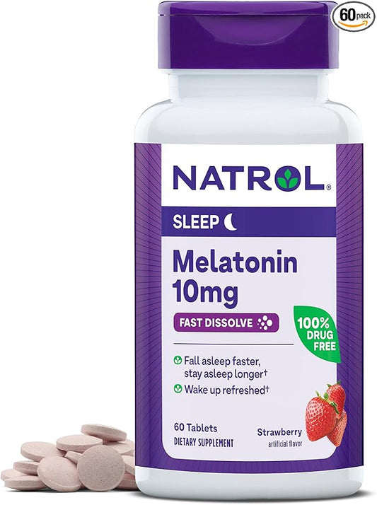 Natrol 10mg Fast Dissolve Melatonin Tablets Strawberry Flavor