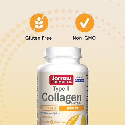 Jarrow Formulas Type II Collagen Complex 1000 mg Supplements, Supports Skin and Joint Health, 60 Capsules, 30 Day Supply(Pack of 12)