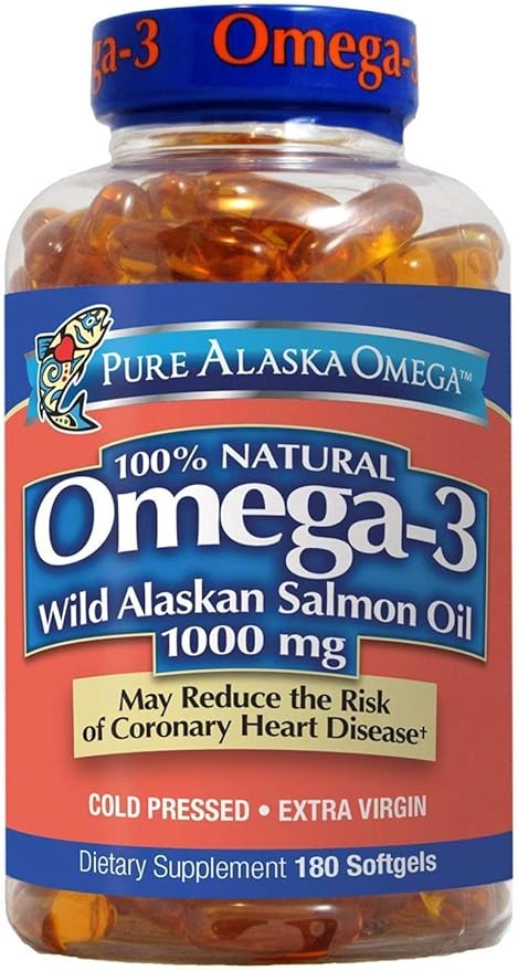 Pure Alaska Omega-3 Wild Alaskan Salmon Oil 1000mg Softgels 180-Count