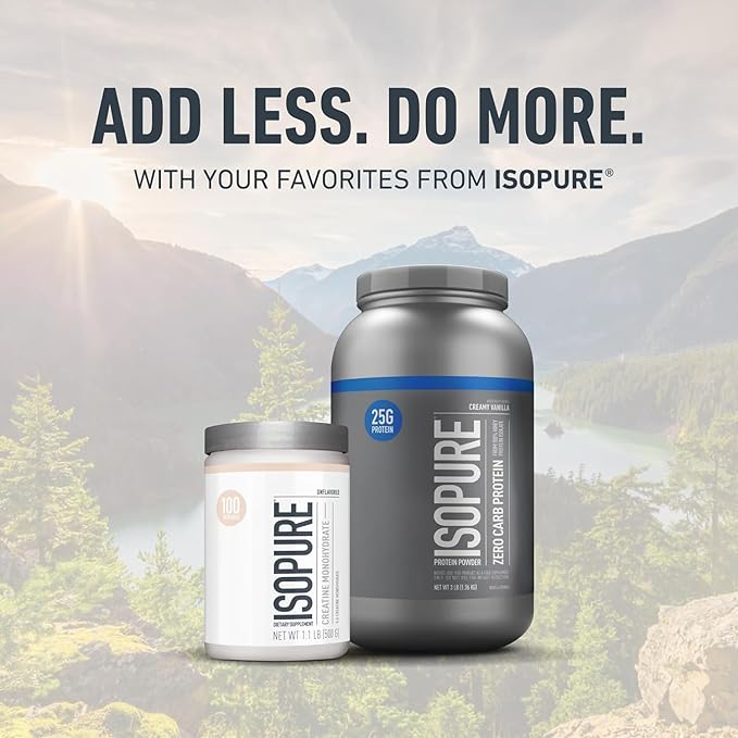 Isopure 100% Pure Creatine Monohydrate Powder, Sugar Free, Unflavored, 5g Creatine Monohydrate Per Serving, 1.1 Lbs, 100 Servings (Packaging May Vary)