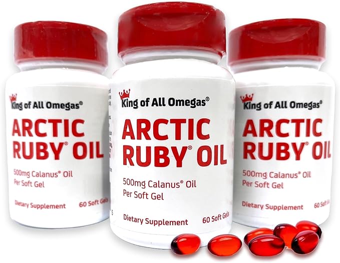 Arctic Ruby Oil - Omega 3 Supplement with Astaxanthin 2mg - Contains Essential Fatty Acids & Antioxidants - Supports Heart, Brain, Eye, Skin, Joint & Immune Health - 60 Softgels (3 Pack)