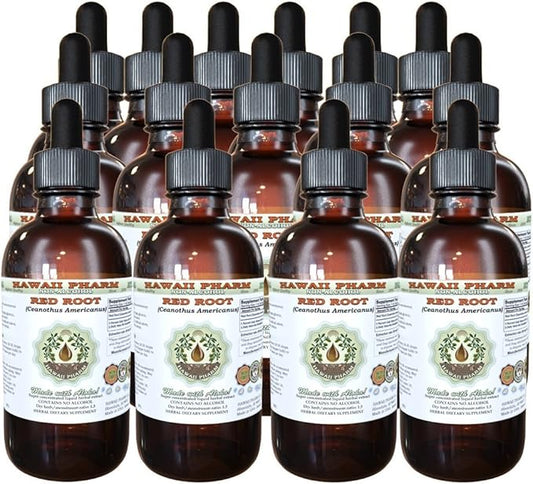Red Root Alcohol-Free Liquid Extract, Red Root (Ceanothus Americanus) Dried Root Glycerite Natural Herbal Supplement, Hawaii Pharm, USA 15x4 fl.oz